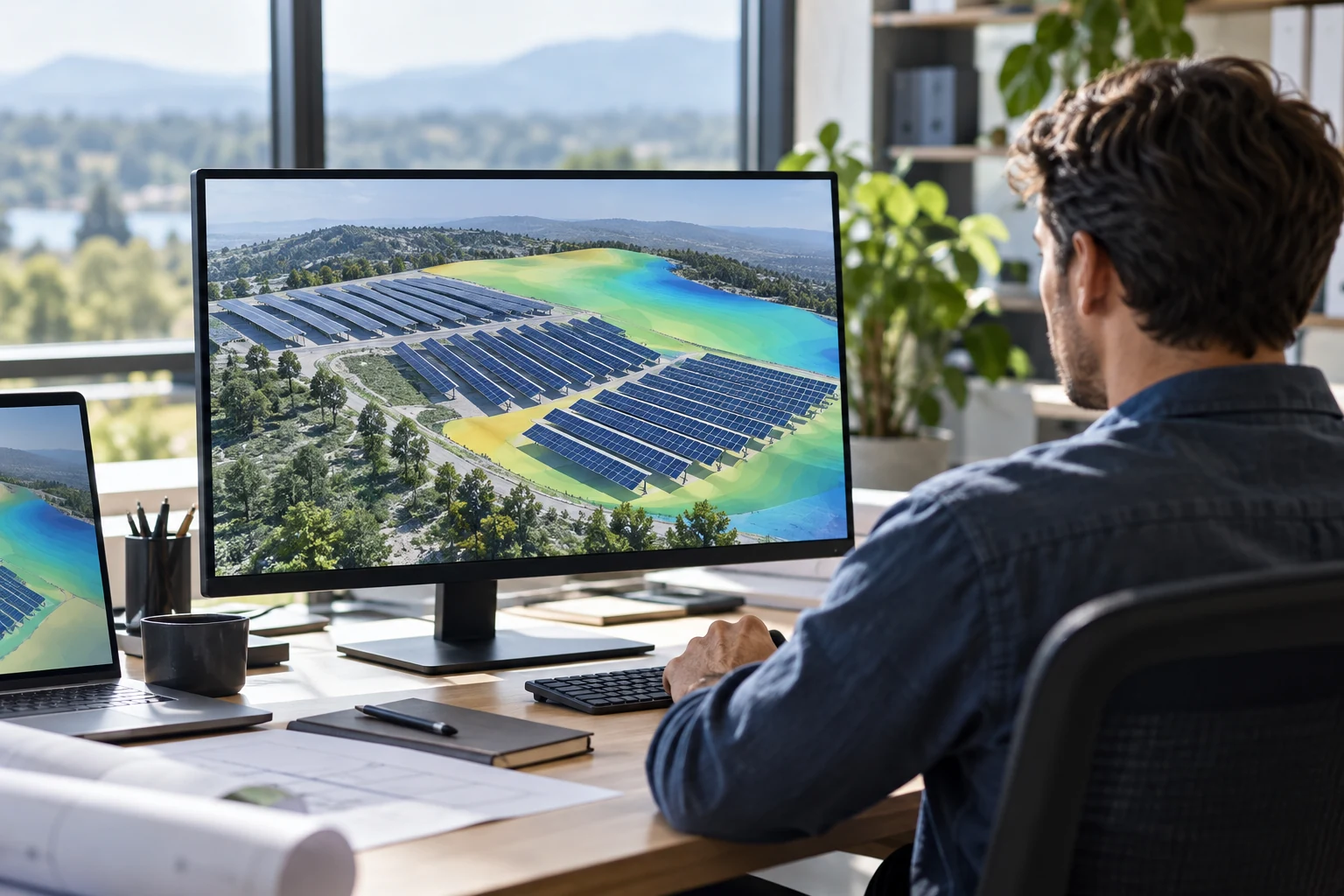 Illustrative solar simulation and shading-analysis workstation